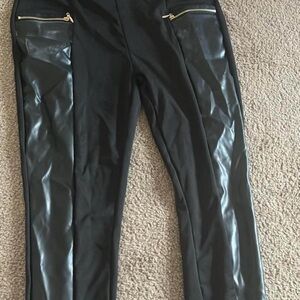 Black Faux Leather Panel Pants